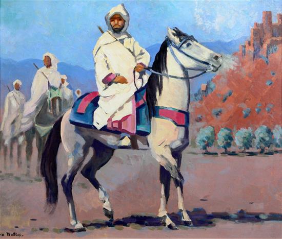 Gill-Julien Matthey (1889-1956) Cavalier Berbere au Maroc, 21 x 24.5in.